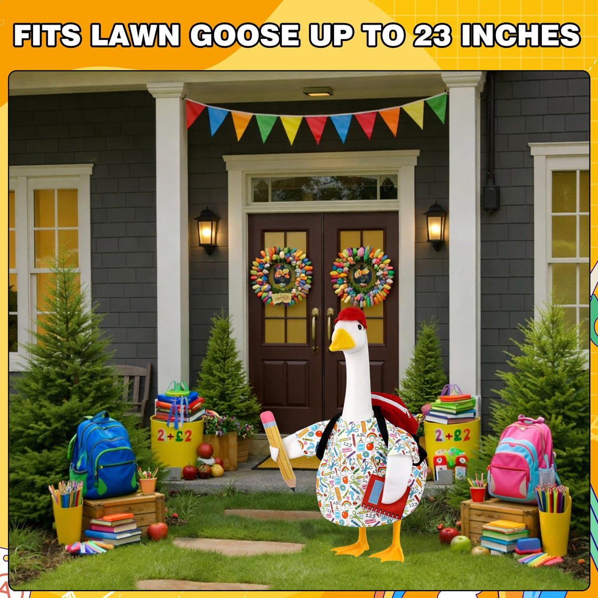 Back to School Porch Goose Outfits Goose Costume for School Outdoor Decor