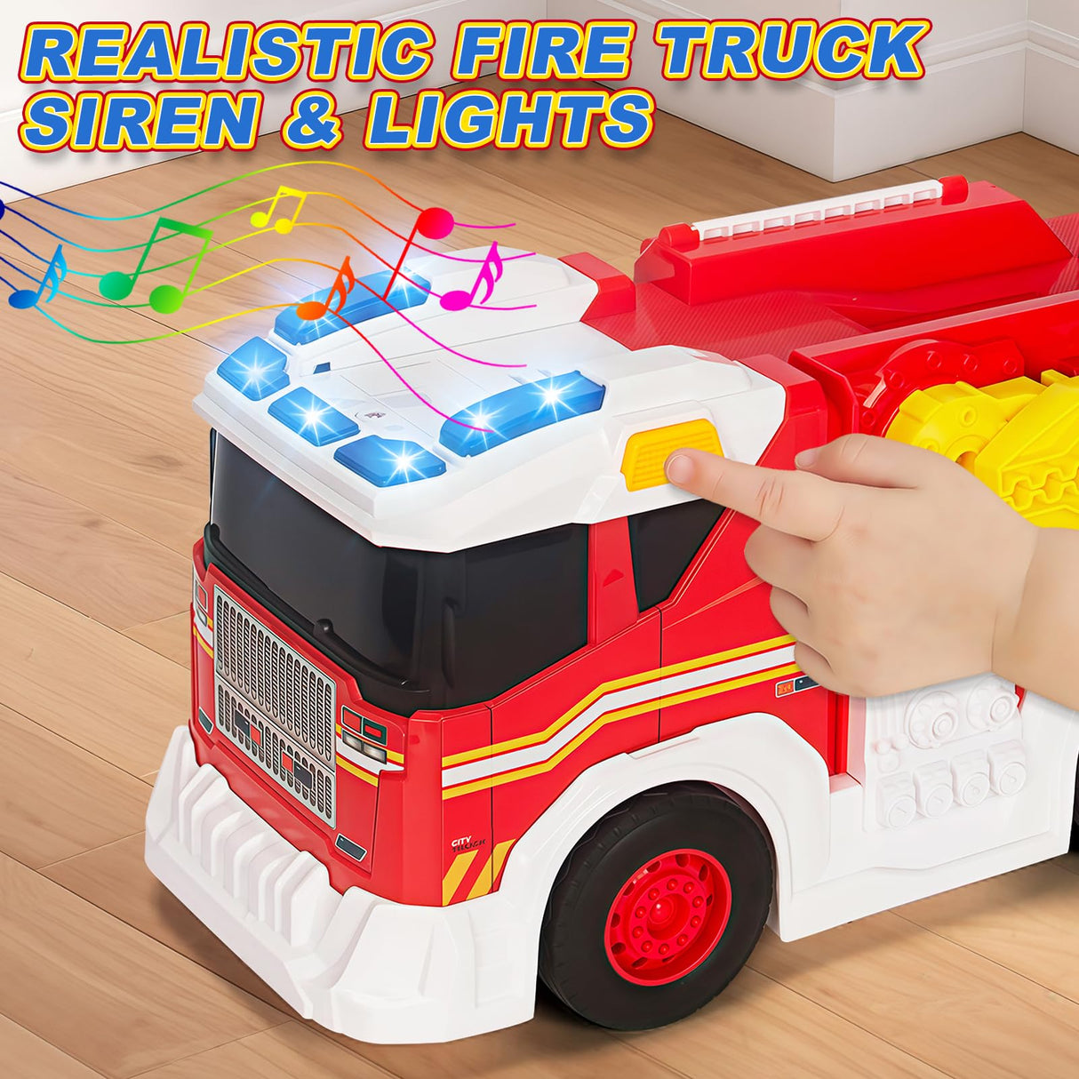 Large Fire Trucks Toys for Toddlers, Kids Toys for 3 4 5 6 7 8 Years Old Boys, 15" Firetruck Toy for Kids with Ladder, Lights, Sounds & Water Shooting, Christmas Birthday Gifts for Boys & Girls