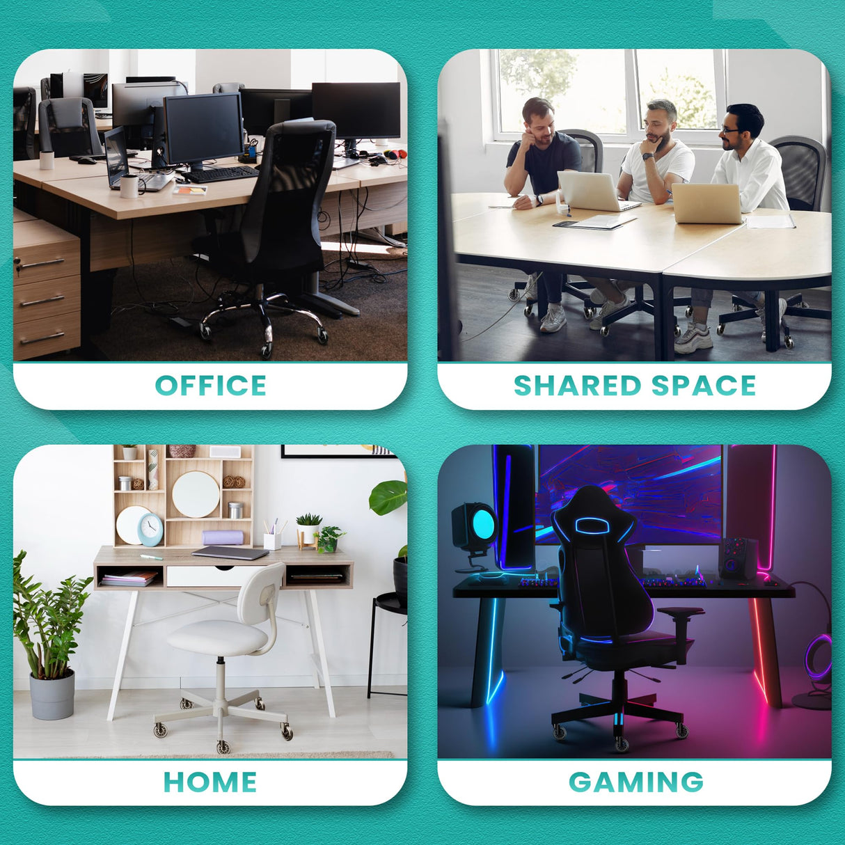 Office Chair Casters, Set of 5, for Desk & Gaming Chair are Easy to Install & Suitable for All Floors, Including Carpet & Wood