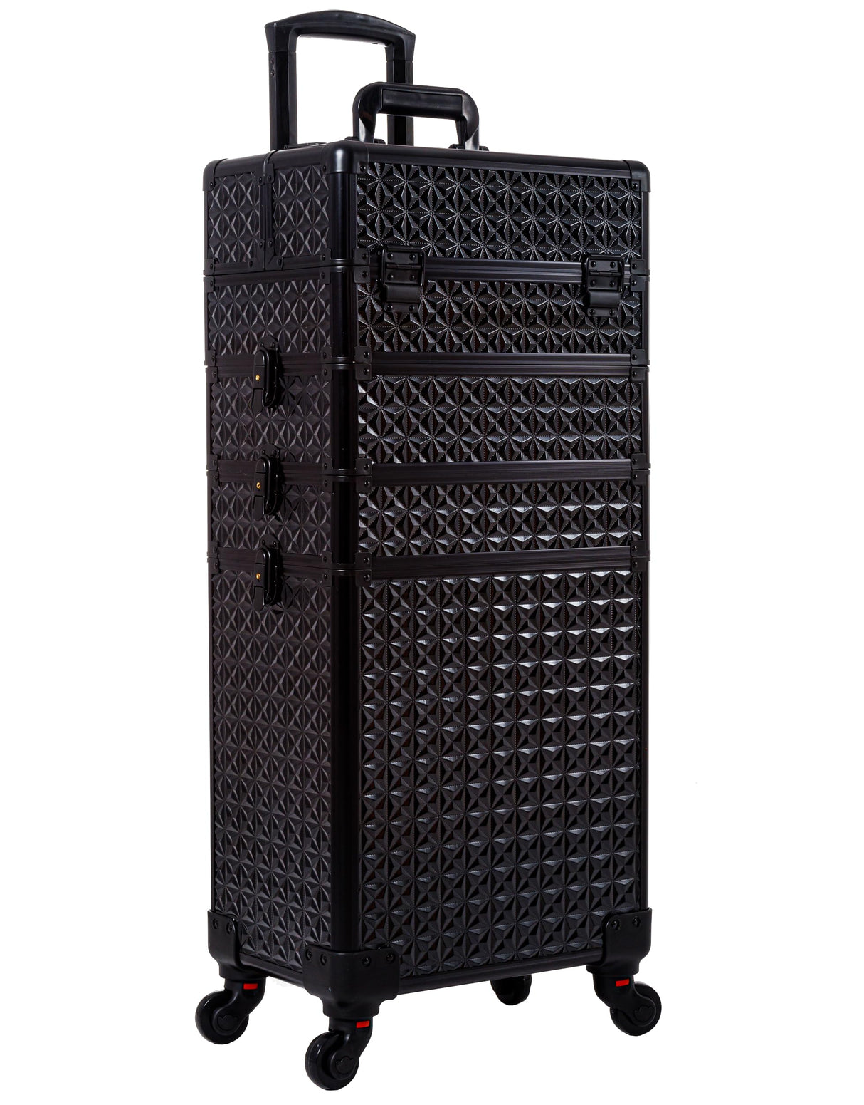 AROUS 5 in 1 Professional Makeup Train Case Aluminum Cosmetic Case Rolling Makeup Case Extra Large Trolley Makeup Travel Organizer, with 360° Swivel Wheels,Black