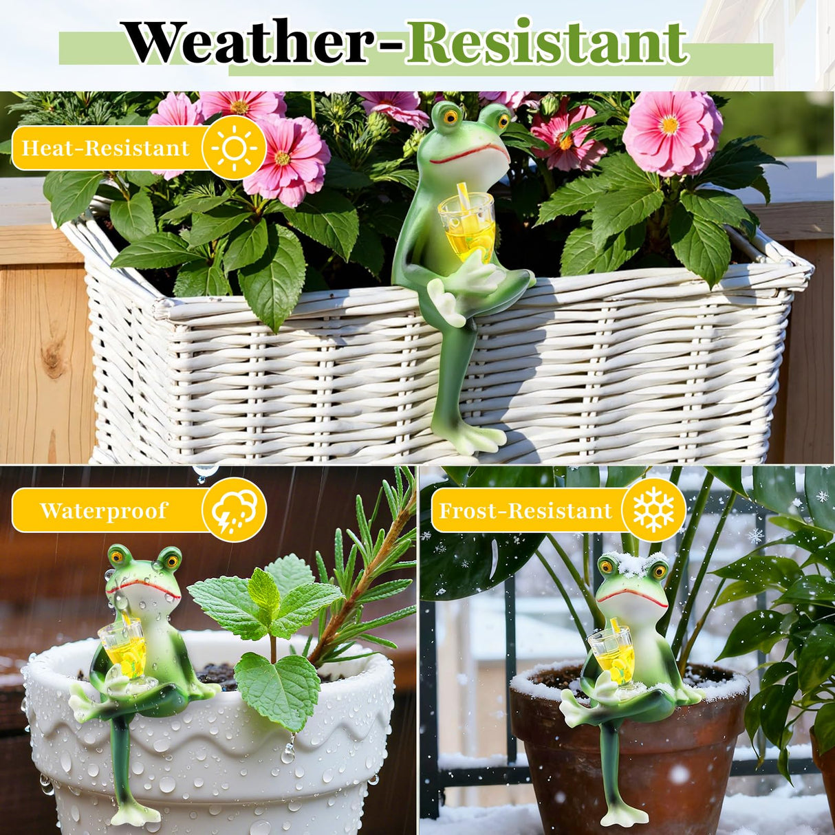 DearKeeps Garden Frog Statues – Funny Outdoor Figurines for Yard, Patio, Lawn, Indoor Decor – Cute Animal Ornaments & Plant Hangers – Birthday for Women (3 Pack)