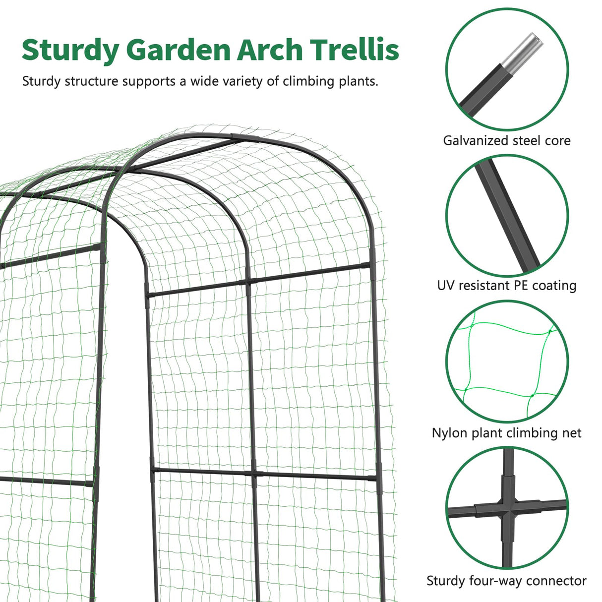 SUNYRISY 71" x 47" x 83" Garden Arch Trellis for Climbing Plants Outdoor