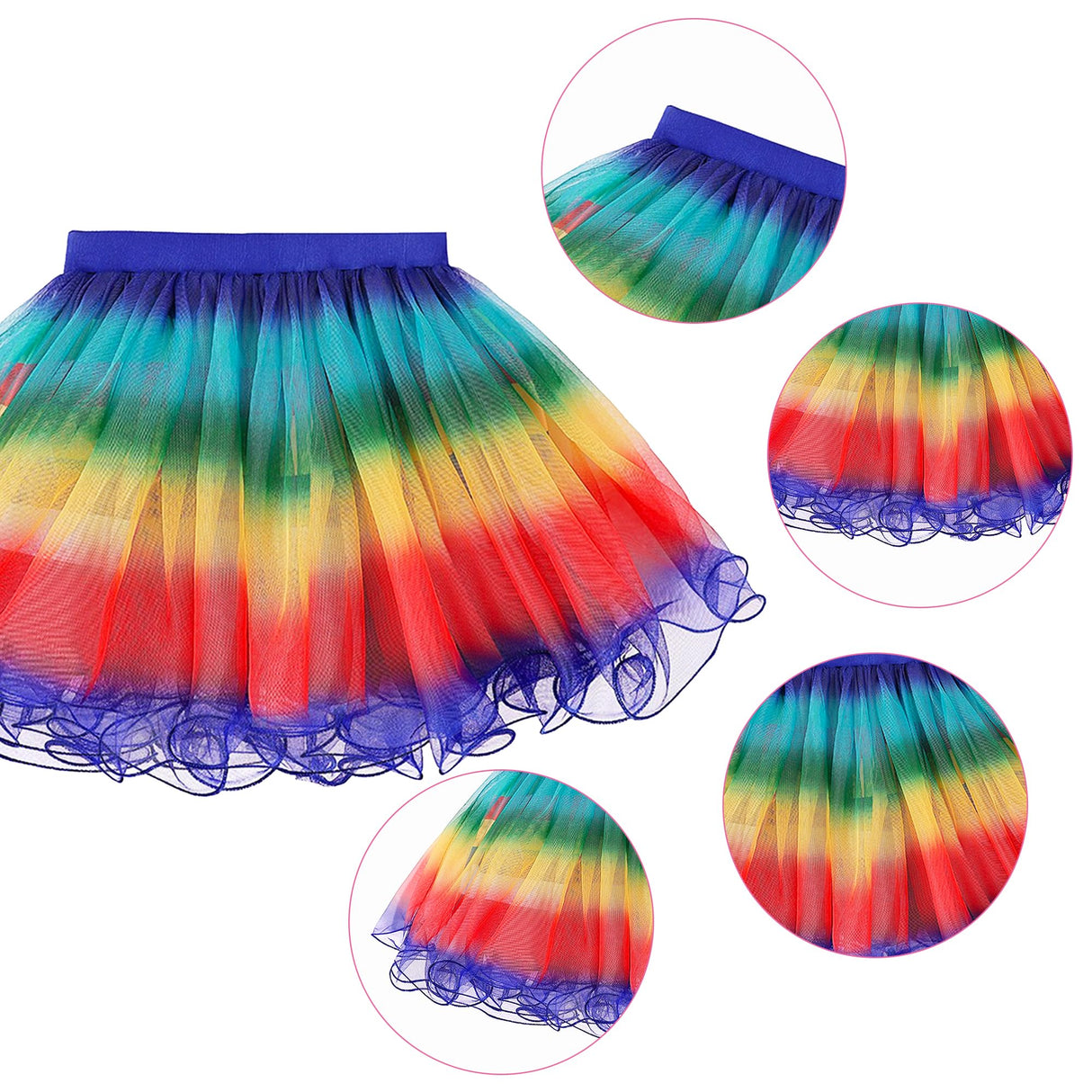 DAISYDUDS Girls Toy House Costume Rainbow Tutu Dress With Striped Top, Accessories Set Halloween Christmas Outfits(140cm/7-8T) Black and White