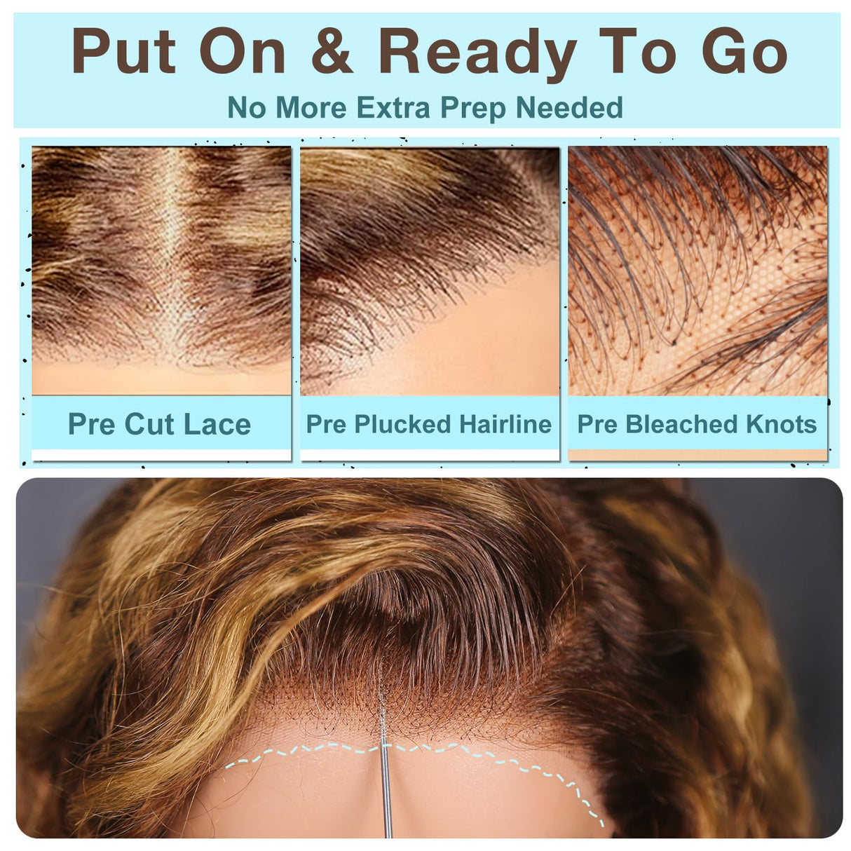 Highlight Ombre Curly Lace Front Wig Human Hair 200% Density highlight Deep Wave 7x5 Hd Wear and Go Glueless Wigs Human Hair Pre Plucked Pre Cut 26 inch Curly Highlighted Wig Human Hair for Women