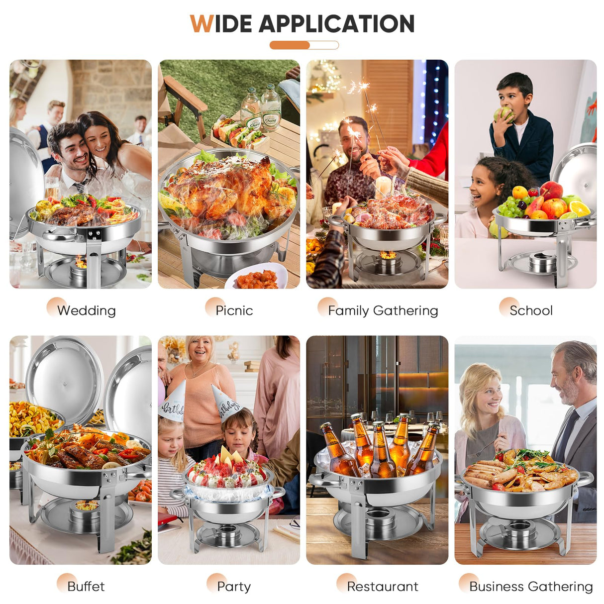 Chafing Dishes for Buffet, 2 Pack 6QT Stainless Steel Chafing Dish Buffet Set with Lids, Food Warmers for Parties Buffet, Buffet Servers and Warmers for Home, Christmas Gatherings, Catering Events