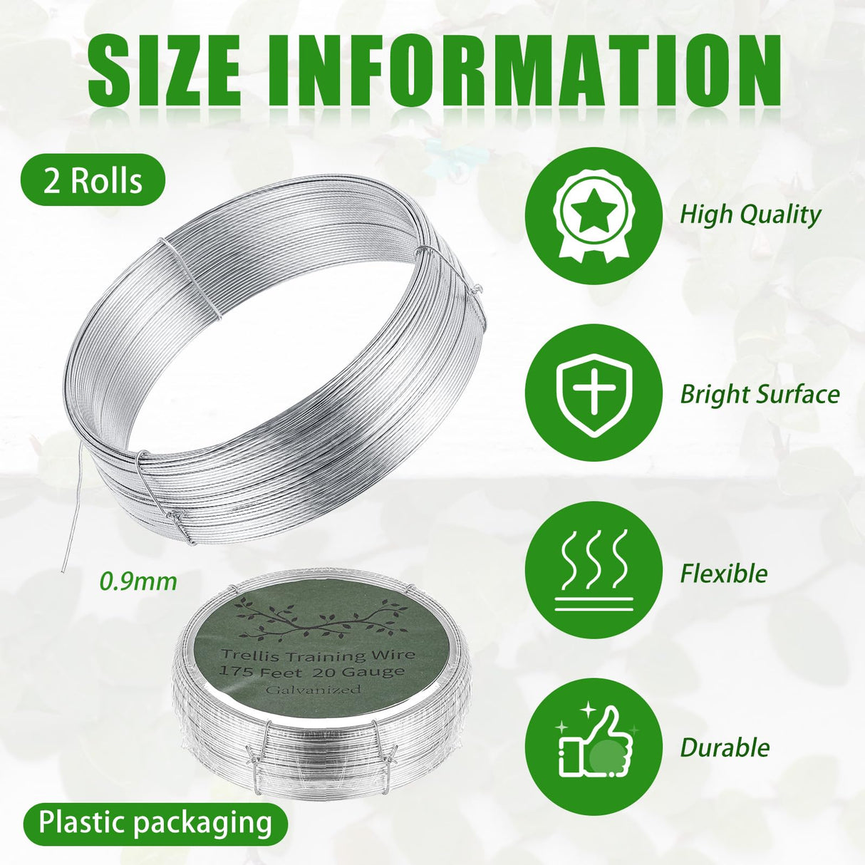 WILLBOND 350 Feet Plants Trellis Training Wire 2 Rolls Trellis Wire for Climbing Plants for Garden Fence