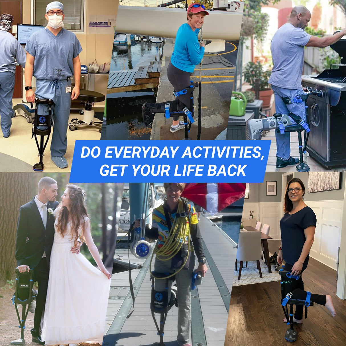 iWALK3.0 – The Original Hands Free Knee Crutch - Alternative to Crutches and Knee Scooters - iWALK Replaces Crutches for Adults - Peg Leg Crutch For Lower Leg Injuries Only
