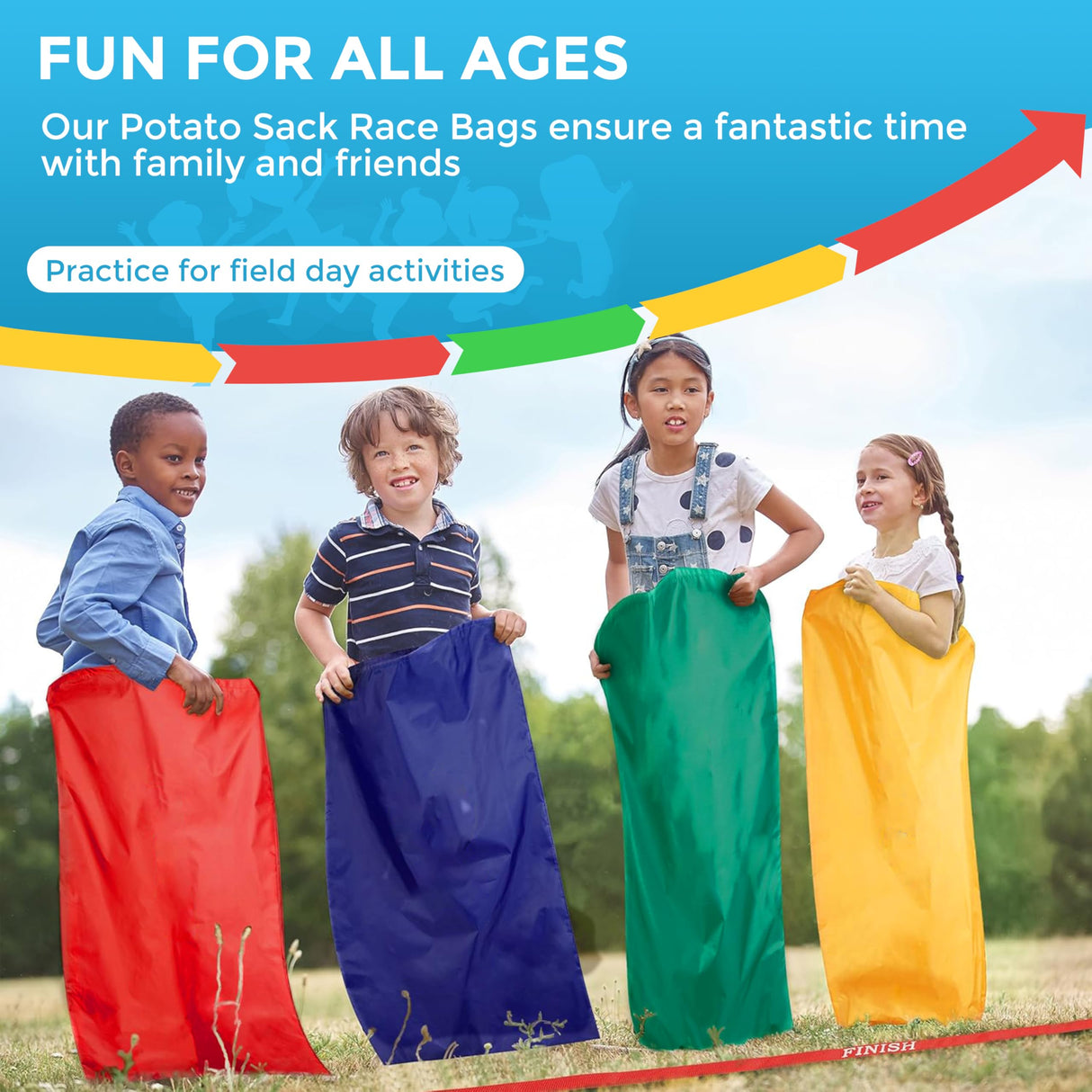 CircleCraft 53 Pcs Outdoor Games for Kids & Adults – Field Day & Lawn Carnival Games | Ring Toss, Bean Bag, Potato Sack Race Bags, Egg Spoon, Relay Race & Yard Game for Christmas and Easter