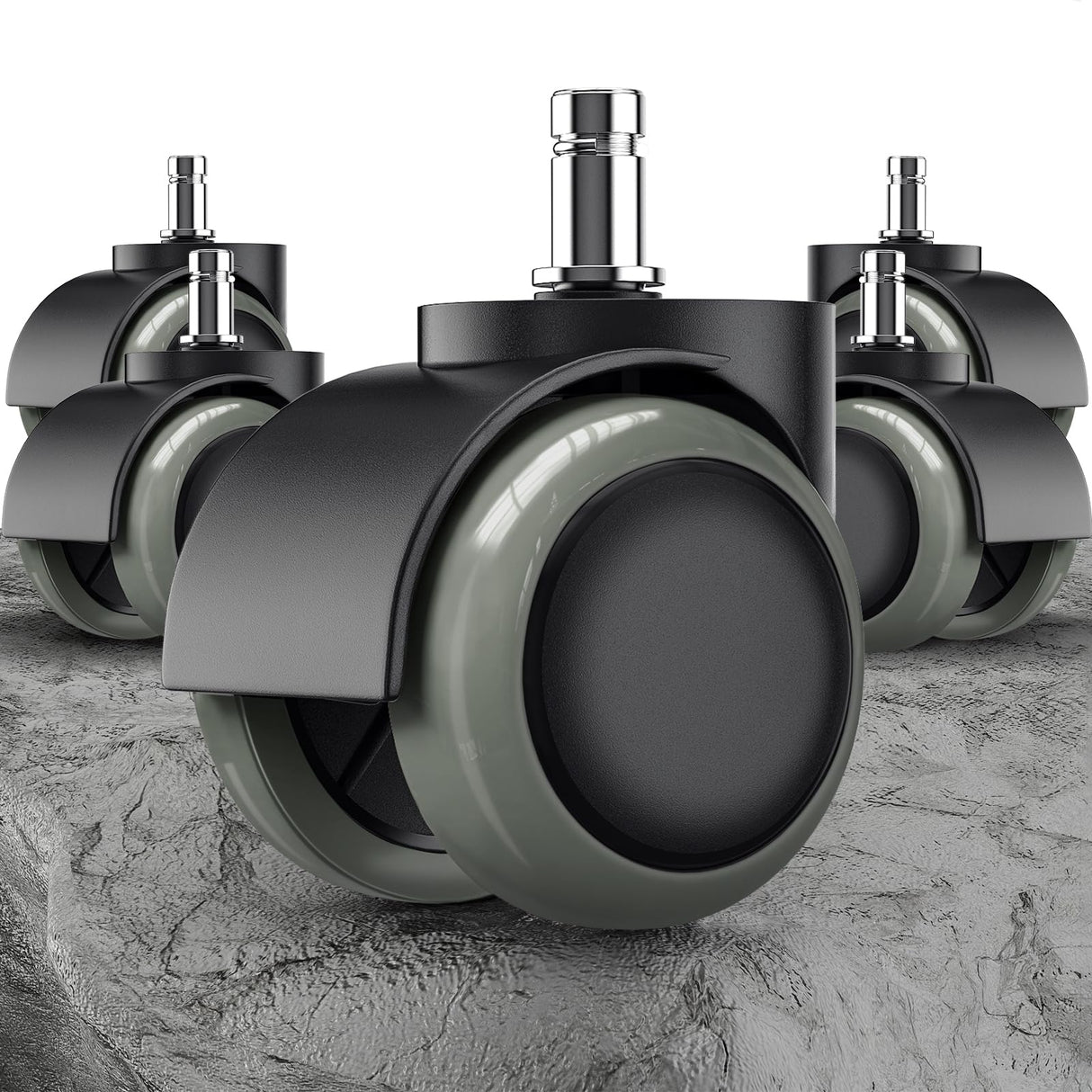 PChero Office Chair Wheels Replacement for IKEA Chairs, 10mm Stem (Set of 5), 2" Heavy Duty Swivel Polyurethane Casters for IKEA Chair Furniture Accessories, Protection for Hardwood Floors Carpet