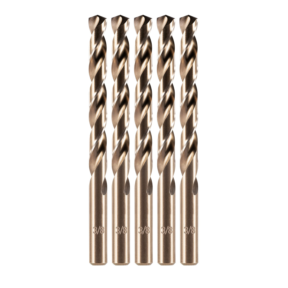 amoolo 3/8" Cobalt Drill Bit(5Pcs), M35 HSS Metal Drill Bit Set for Hard Metal, Stainless Steel, Cast Iron