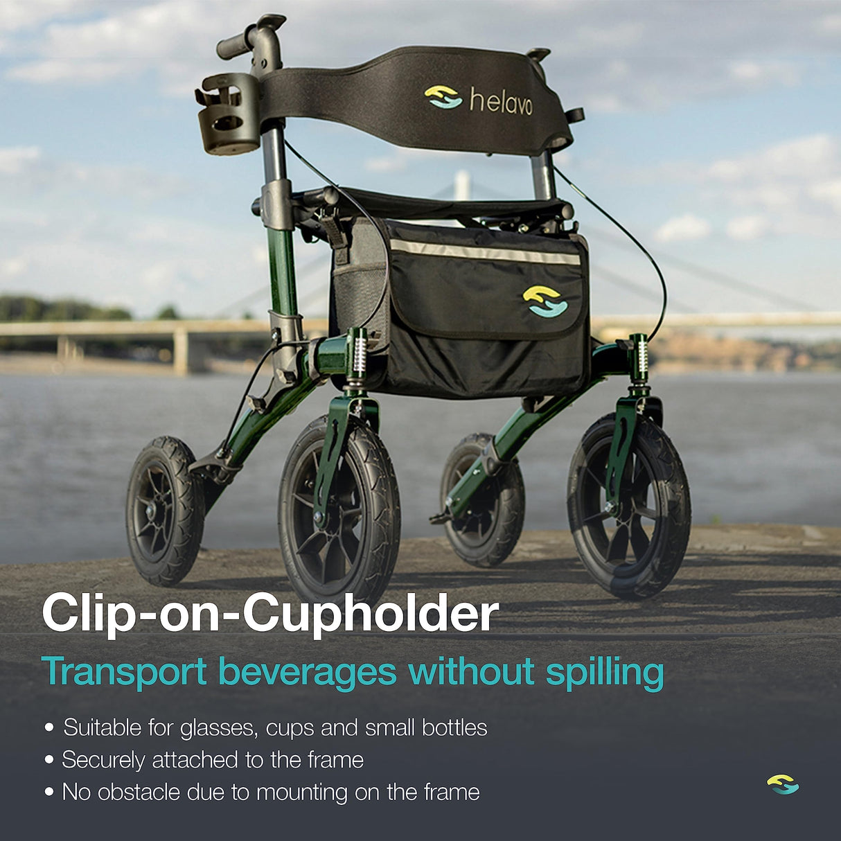 Helavo All Terrain Walker Rollator with 12” Pneumatic Tires – Foldable Outdoor Walkers for Seniors with Seat, Lightweight & Adjustable Height, Shock-Absorbing for Comfort on Any Surface