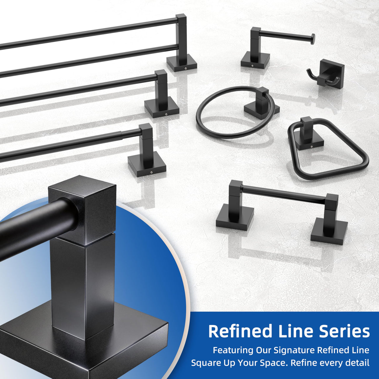 Ruacq Toilet Paper Holder Matte Black Double Post Pivoting Square Tissue Holders Roll Holder Hangers Toilet Paper Modern Wall Mounted, Commercial Bathroom Toilet Paper Roll Holder