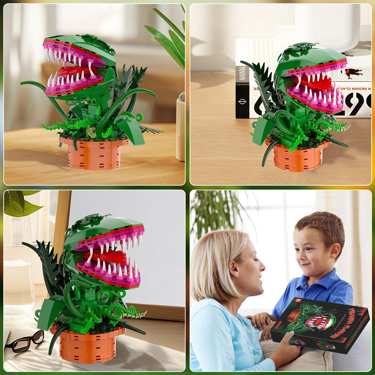 aphpaio Audrey 2 Piranha Plant Building Toys Sets, Little Shop of Horrors Flowers Cannibal with Openable Mouth Building Blocks, Gift for TV Fans Halloween Christmas Kids Ages 8+