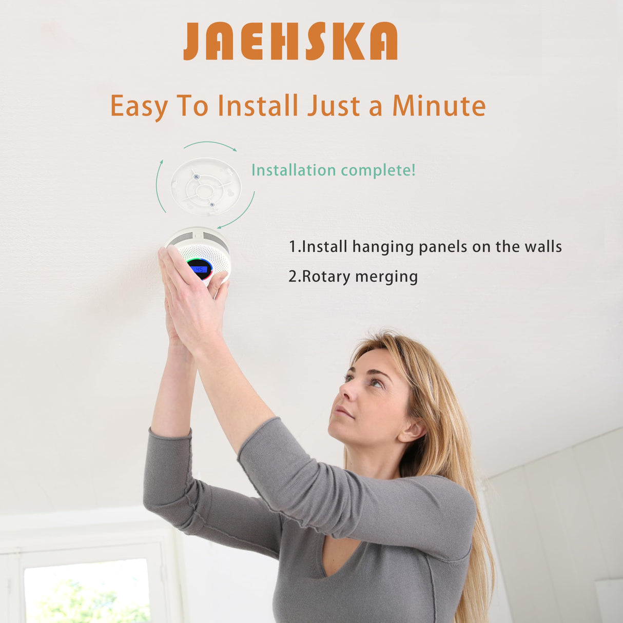 JAEHSKA Upgraded Interlinked Smoke and CO Detector Battery Powered&10-Year Battery Wireless Interconnected Smoke and CO Alarm, Home Fire & CO Safety Protection (Include Battery)(1Pack)