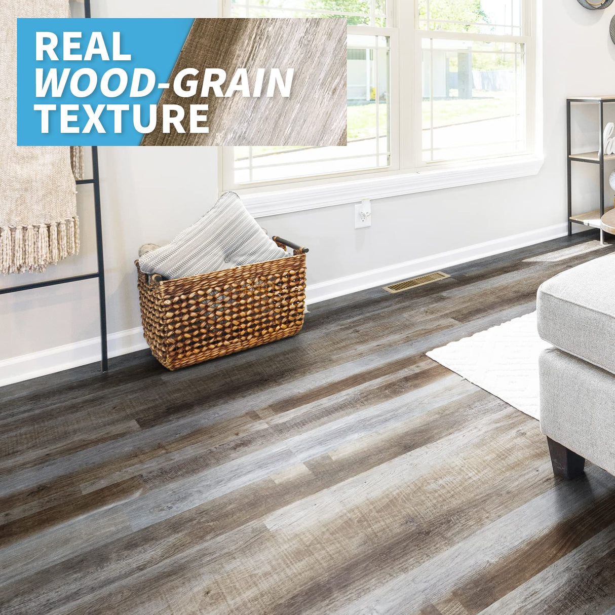 Art3d Peel and Stick Floor Tile Vinyl Wood Plank 36-Pack 54 Sq.Ft, Old Wood, Rigid Surface Hard Core Easy DIY Self-Adhesive Flooring