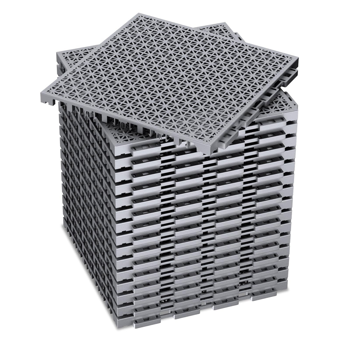 16 PCS Modular Interlocking Cushion Interlocking Floor Tiles with Hole Drainage Mat 10" x 10" Non Slip Pool Deck Mat Outdoor for Drain Deck Pool Patio Shower Kitchen Balcony (Grey)