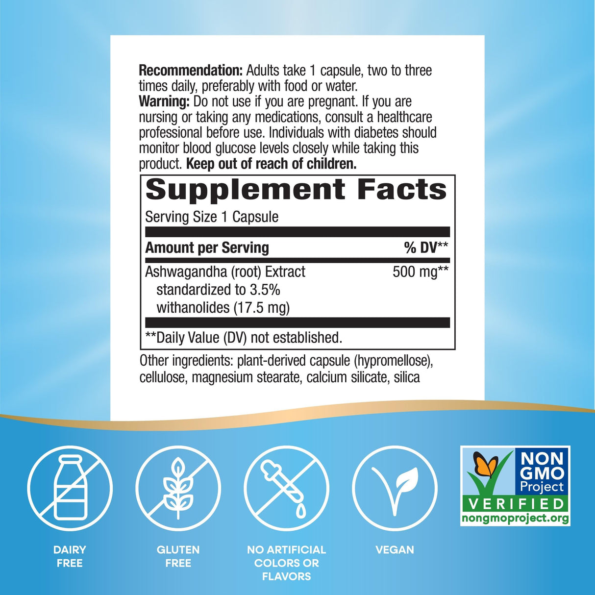 Nature's Way Ashwagandha, Reduces Stress*, Premium Extract, Adaptogenic*, Non-GMO Project Verified, Vegan, 60 Capsules