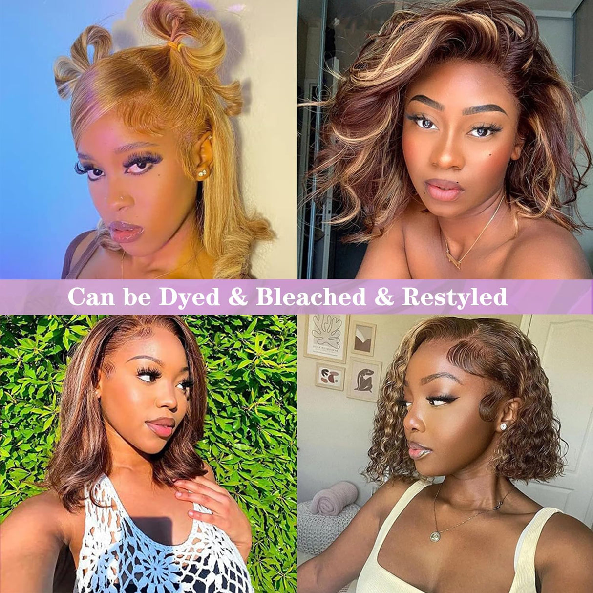 Bob Wig Human Hair Highlight Ombre 13x4 Lace Front Wigs 4/27 Honey Blonde Glueless Wigs Human Hair Pre Plucked with Baby Hair 180 Density 12A Short Bob Wigs for Women 12 Inch