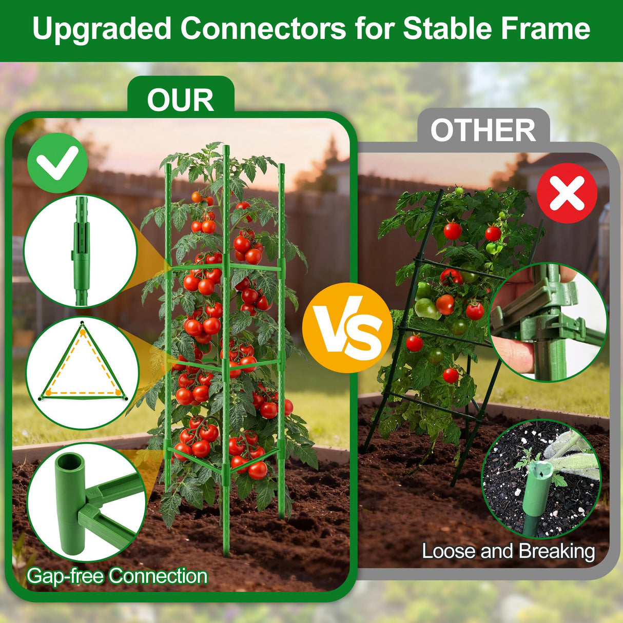 WAENLIR 3 Pack Tomato Cages for Garden, Up to 51 Inch Tomato Trellis for Raised Garden Bed, Plant Stakes for Pots, Durable Tomato Plant Support Garden Stakes for Climbing Plants
