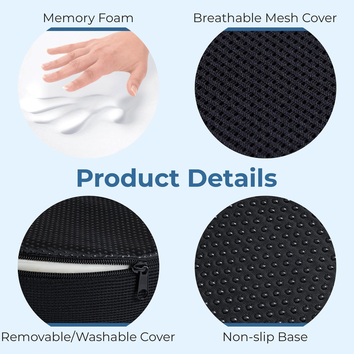 5 STARS UNITED Donut Pillow Hemorrhoid Tailbone Cushion โ Large Chair Pad for Pain Relief โ Coccyx, Prostate, Sciatica, Pelvic Floor, Pressure Sores, Pregnancy, Postpartum Recovery, Arctic Black