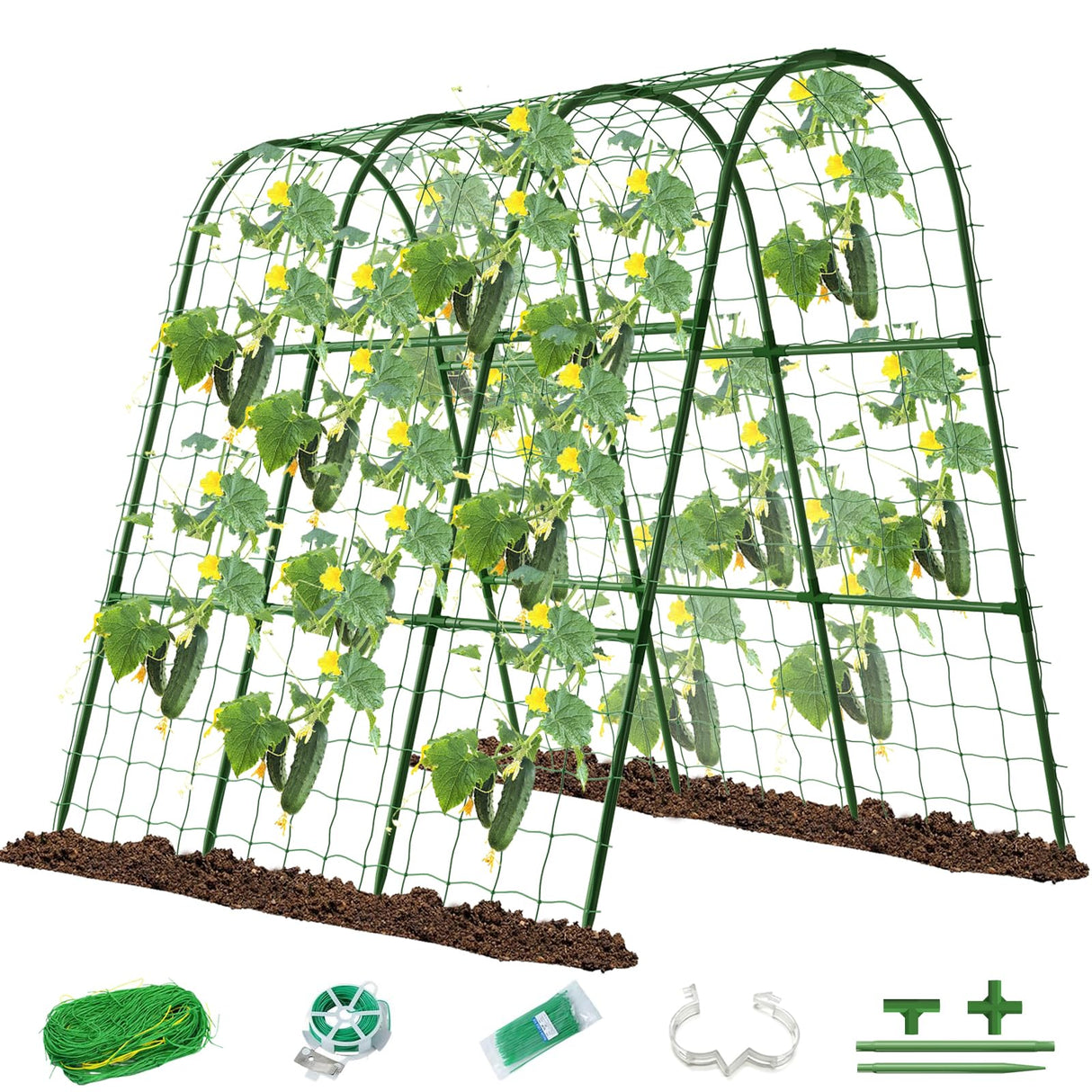 Cucumber Trellis for Raised Bed, U-Shape Arch Metal Garden Trellis for Climbing Plants, Heavy Duty Plant Trellis Outdoor, Easy Assembly Rustproof Trellis for Vines (U Frame Trellis)