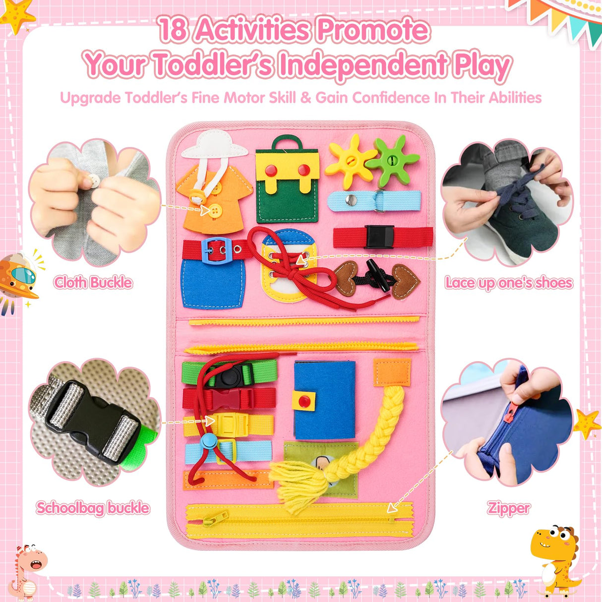 2 Year Old Girl Christmas Birthday Gift - Montessori Busy Board Book for Toddler Girls (Age 1-3), Sensory Learning Activity Toys, Road & Airplane Travel Toys