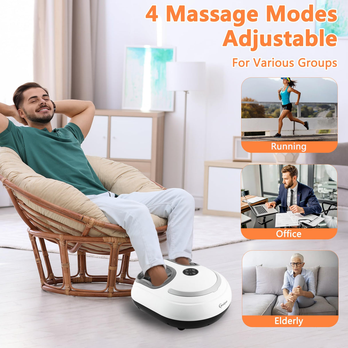 Wedpun Foot Massager with Heat Shiatsu Foot Massager with Remote Deep Relief for Tired Muscles Electric Feet Massage Machine for Home and Office Gifts for Mom Dad White