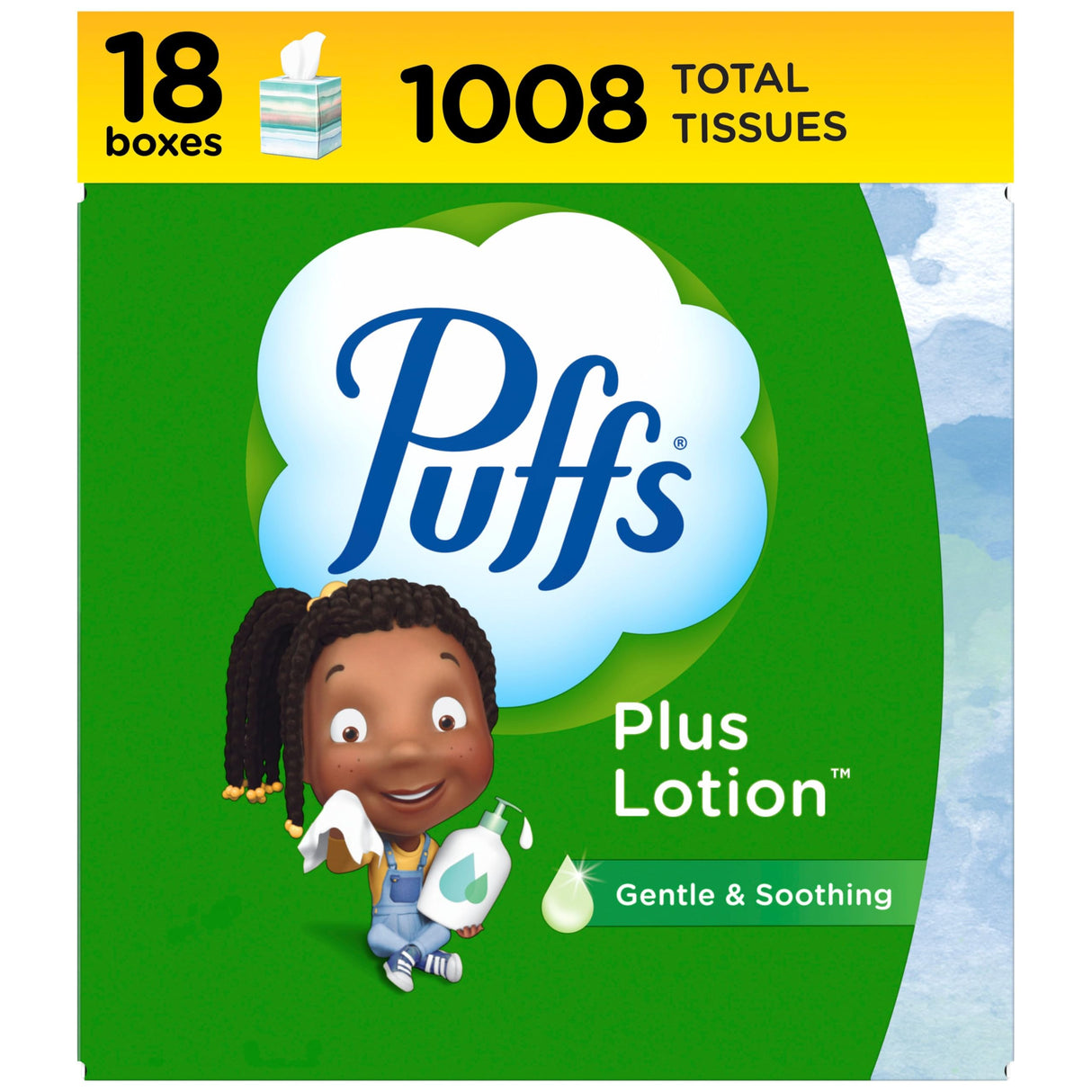 Puffs Plus Lotion Facial Tissue, 18 Cubes, 56 Tissues Per Box