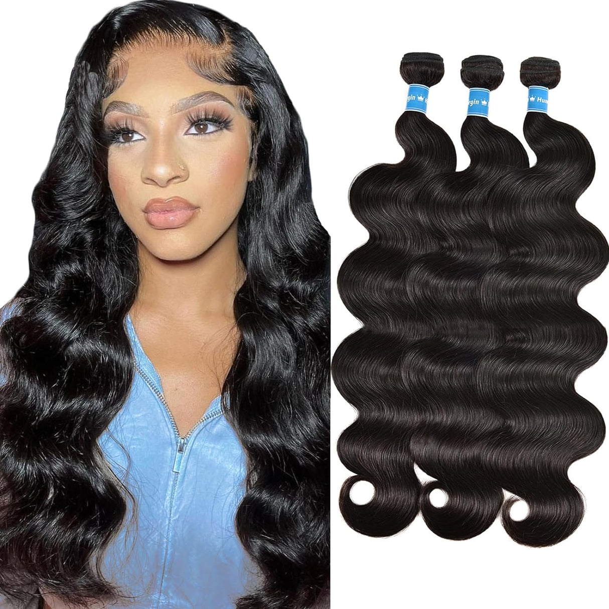 Body Wave Human Hair Bundles 26 28 30 Inch 3 Bundles Human Hair 100% Unprocessed Brazilian Virgin Hair Body Wave Bundles Human Hair Extensions for Women Natural Color