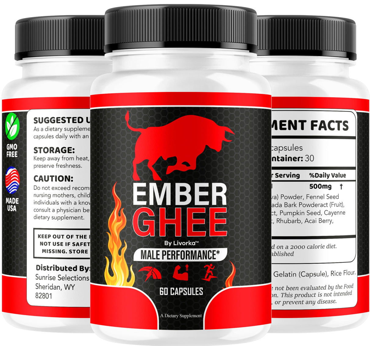 (2 Pack) Ember Ghee Pills for Men - Official Ember Ghee Supplement Suppport Capsules Premium All Natural, EmberGhee Maximum Strenght Multivitamin Pills Advanced Formula, 120 Capsules for 2 Months