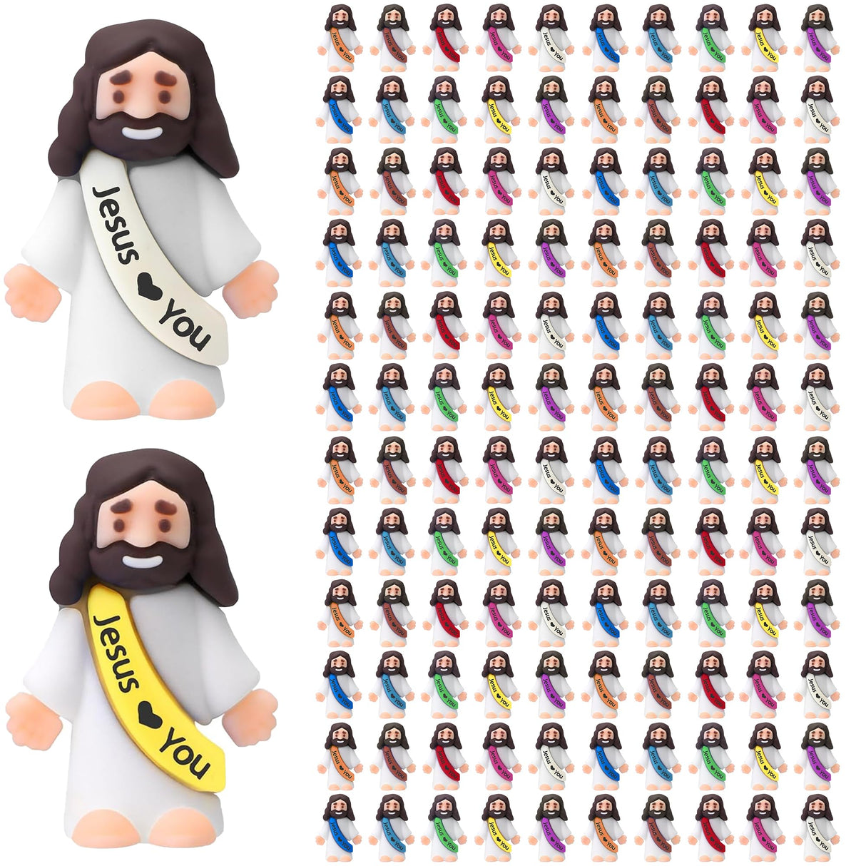 120Pcs Little Jesus Figures, 120pcs Action Figures Little Jesus Figurines in Bulk, Jesus Love You Figures, Religious Gifts for Christians Women Mom Easter Egg Stuffers Fillers, for Christmas (120)