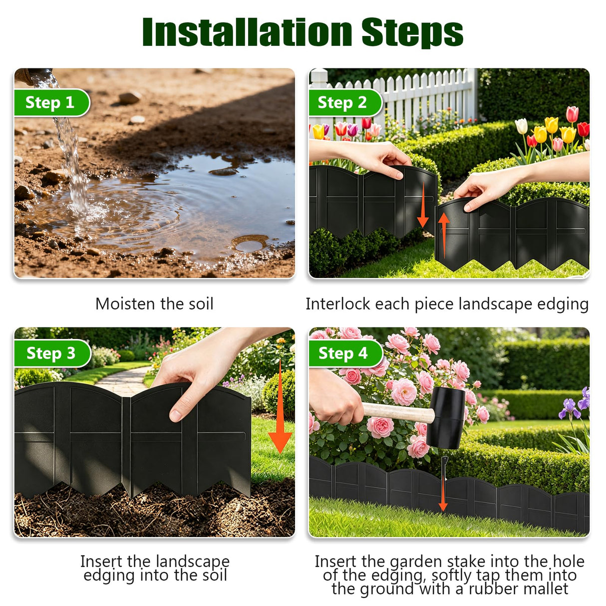 Vashly 20Ft Garden Edging 5.9 in Tall Landscape Edging 20 Pcs Garden Border