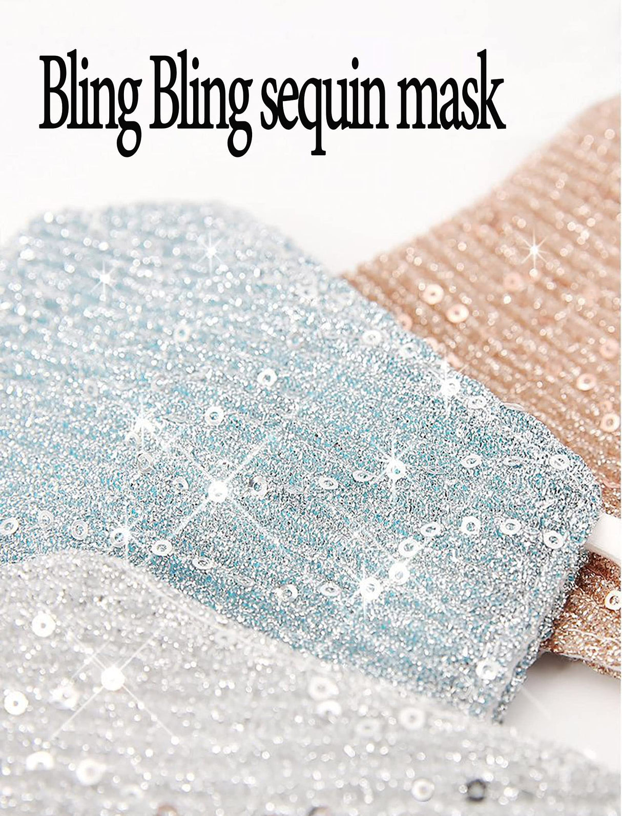 Sparkly Sequins Mouth Masc Fashion Designer Glitter Cotton Face Cover With Adjustable Ear Loops Reusable Masquerade Party Nightclub Rave Festival Sequins Face Covering (Black)