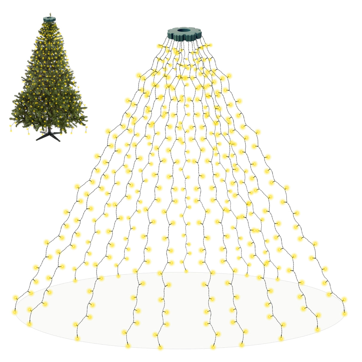 Flechllary Cascading Twinkle Lights for Christmas Tree,400 LED Christmas Tree Lights with 8 Modes,6.6FT x 16 String Lights with Timer for Indoor Party Xmas Decorations(Warm White)