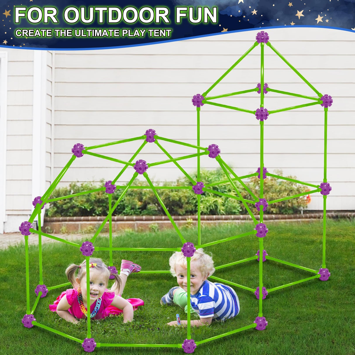 V-Opitos 140 Pack Glow in The Dart Fort Building Kits for Kids Age 4, 5, 6, 7, 8+ Years Old, STEM Building Toys for DIY Castles, Tunnels, Ideal Christmas, Birthday Gifts for Boys & Girls