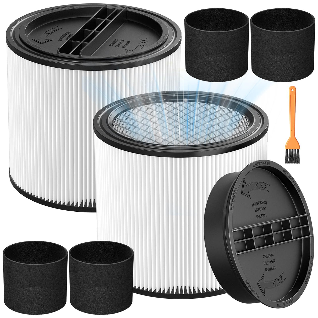 90304 Replacement Filter Kit Compatible with Shop Vac Cartridge Filter 90350 90304 90333 90585, Fits Most 5 Gallon and above Wet Dry Vacuum Cleaner (2+2+4+1)