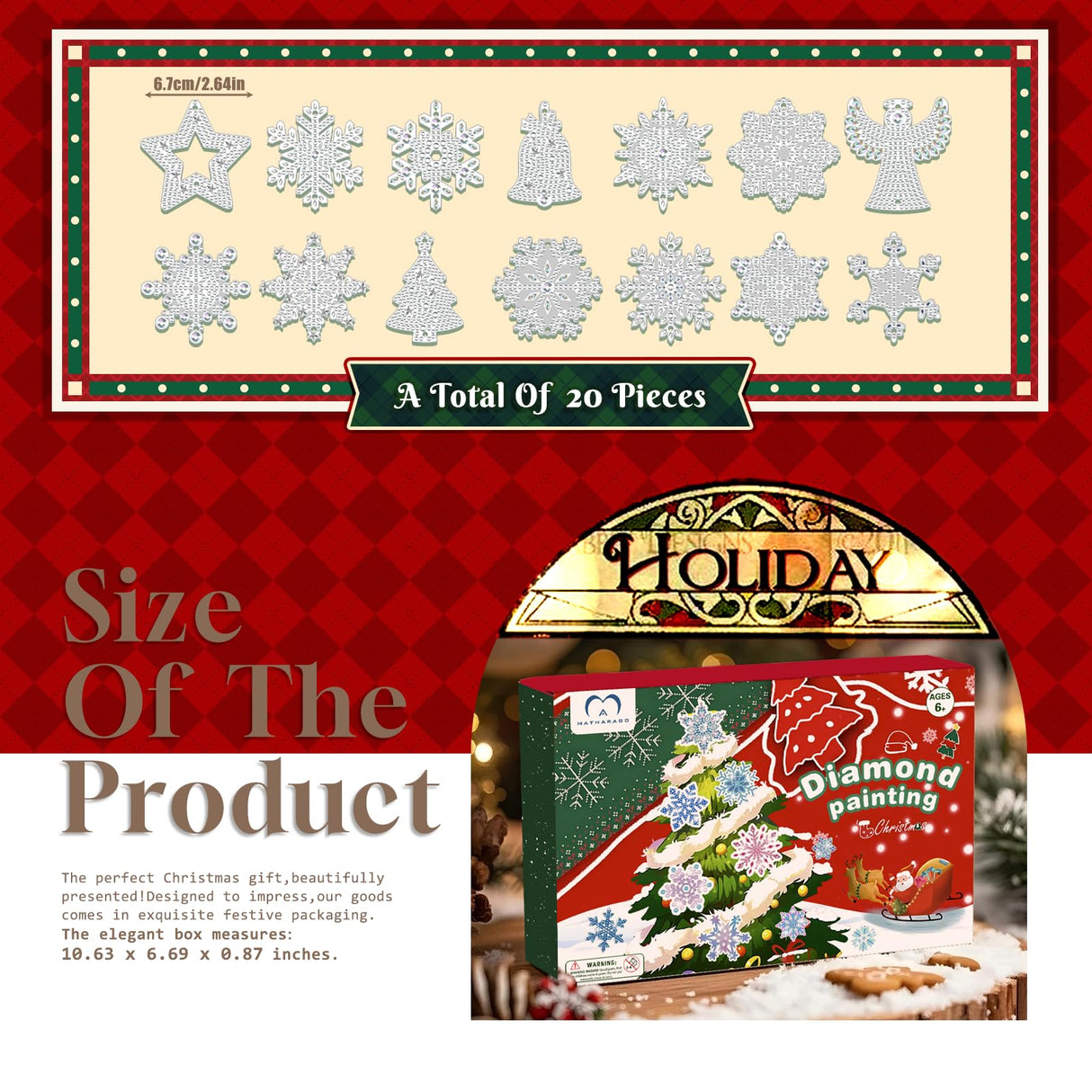 MATHARAGO 20 Pcs Snowflakes Diamond Art, 5D DIY Double-Sided Christmas Ornaments, Diamond Painting Keychains for Christmas and Daily Decoration(White-Christmas)