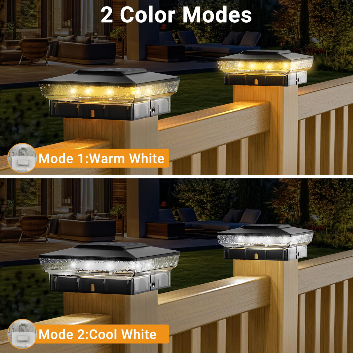 btfarm 4x4 Solar Post Cap Lights Outdoor, 2 Modes 16 LED Deck Fence Post Lights, 6 Pack Waterproof Solar Powered Lighting Outside Fit 4x4 3.5x3.5 Wooden/Vinyl for Porch Patio Garden, Black