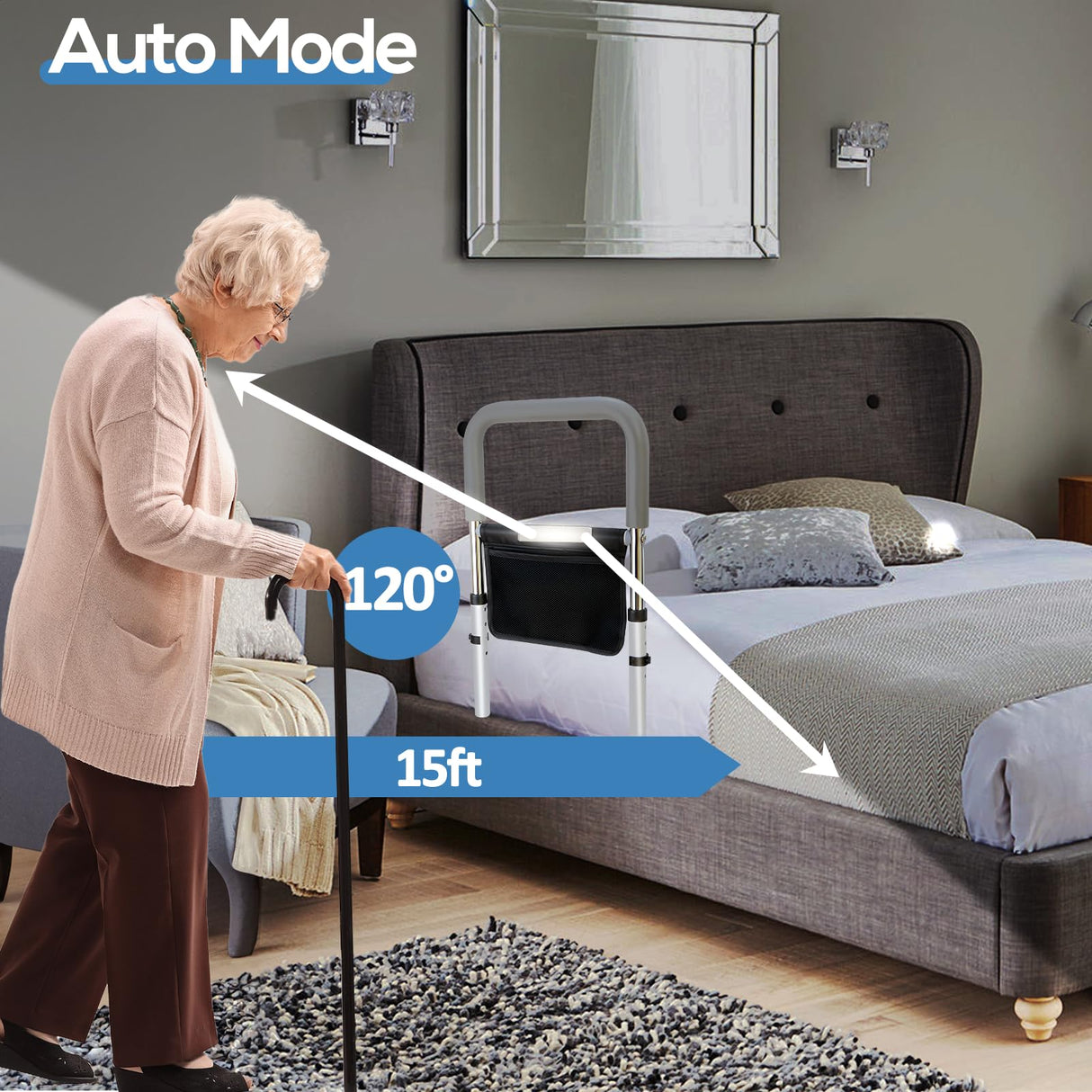MPINOI Bed Rails for Ederly Adults Safety, Adjustable Height Bed Assist Rails for Seniors Fall Prevent Grab Bar Fits King Queen Full Twin Bed…