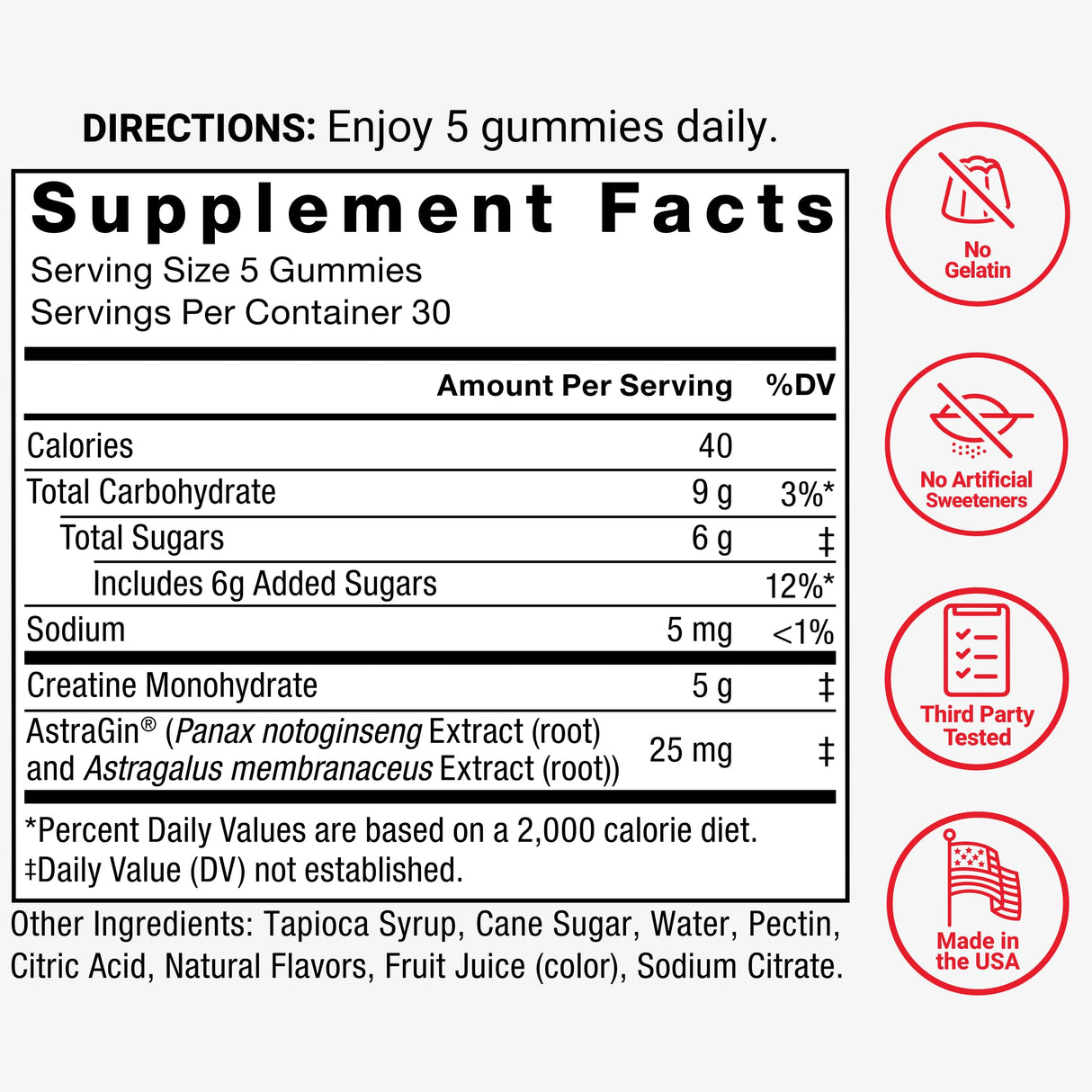 Force Factor Creatine Gummies, 5 Grams Creatine Monohydrate for Muscle Gain, More Strength, and Faster Recovery, Mixed Berry, 150 Gummies, 30 Servings