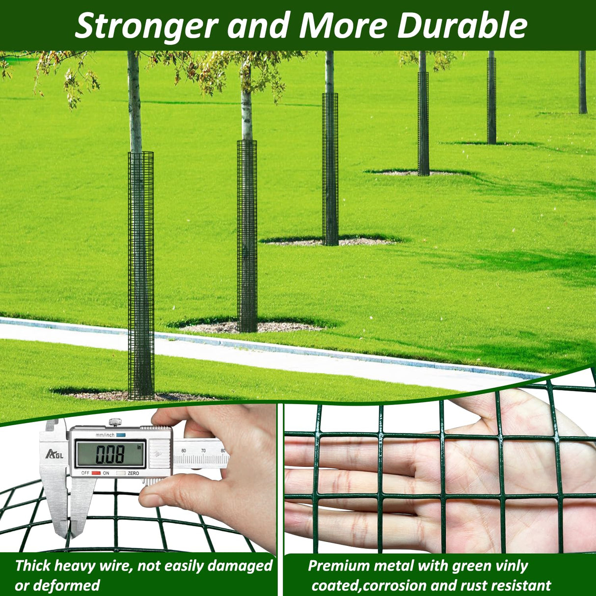 chicarry 48" Metal Tree Trunk Protector, 4 Pack Mesh Tree Guards Tree Protectors with Zip Ties, Stakes, ExpandableTree Trunk Protector Guard, Tree Protectors from Deer, Mower, Animals(48",4 Pack)