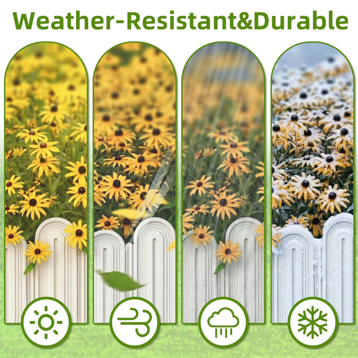Ruppence 40Pcs 42ft White Garden Edging Border, Plastic Landscape Edging