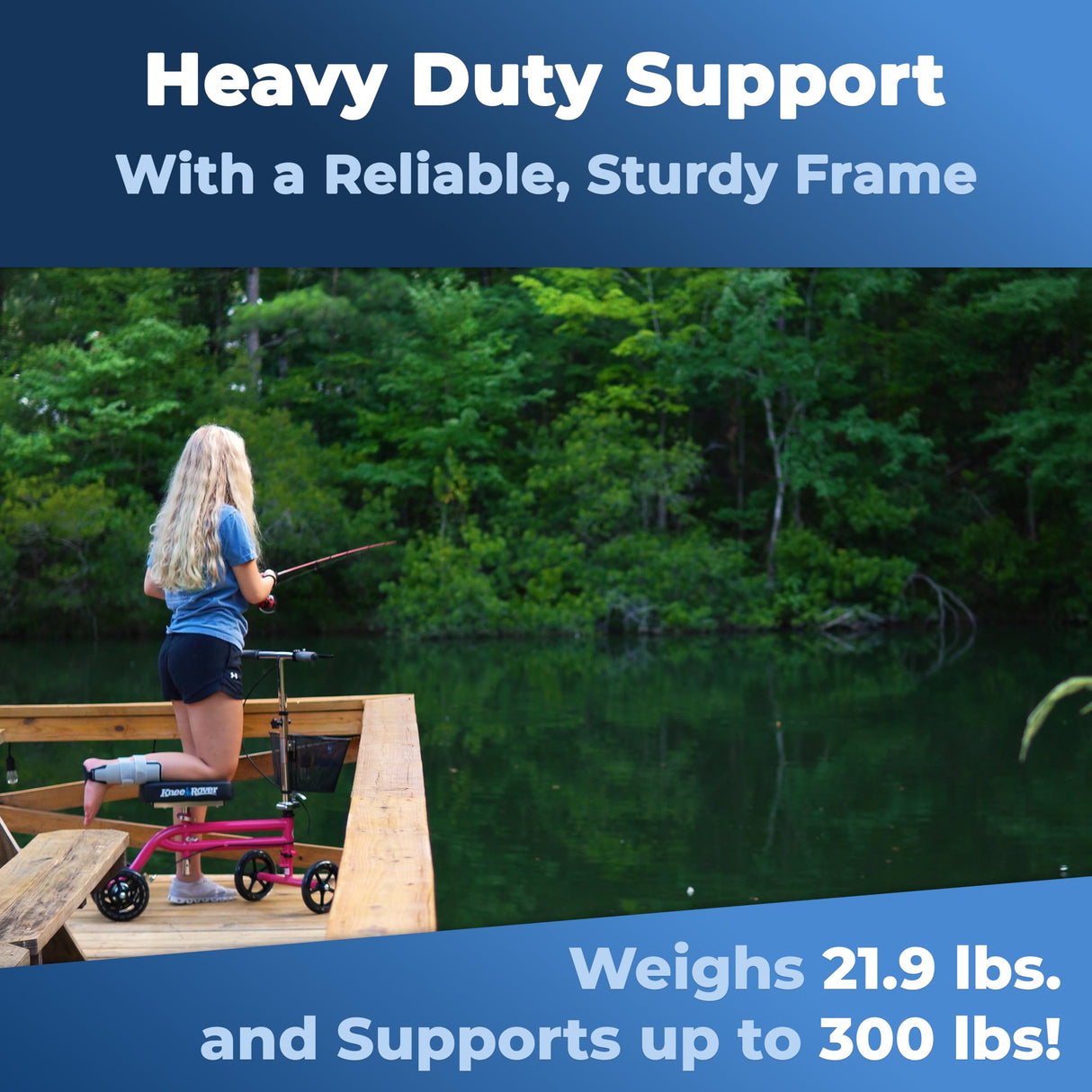 KneeRover Steerable Knee Scooter Knee Walker for Adults for Foot Surgery, Broken Ankle, Foot Injuries - Foldable Knee Rover Scooter for Broken Foot Injured Leg Crutch Alternative with Basket Hot Pink