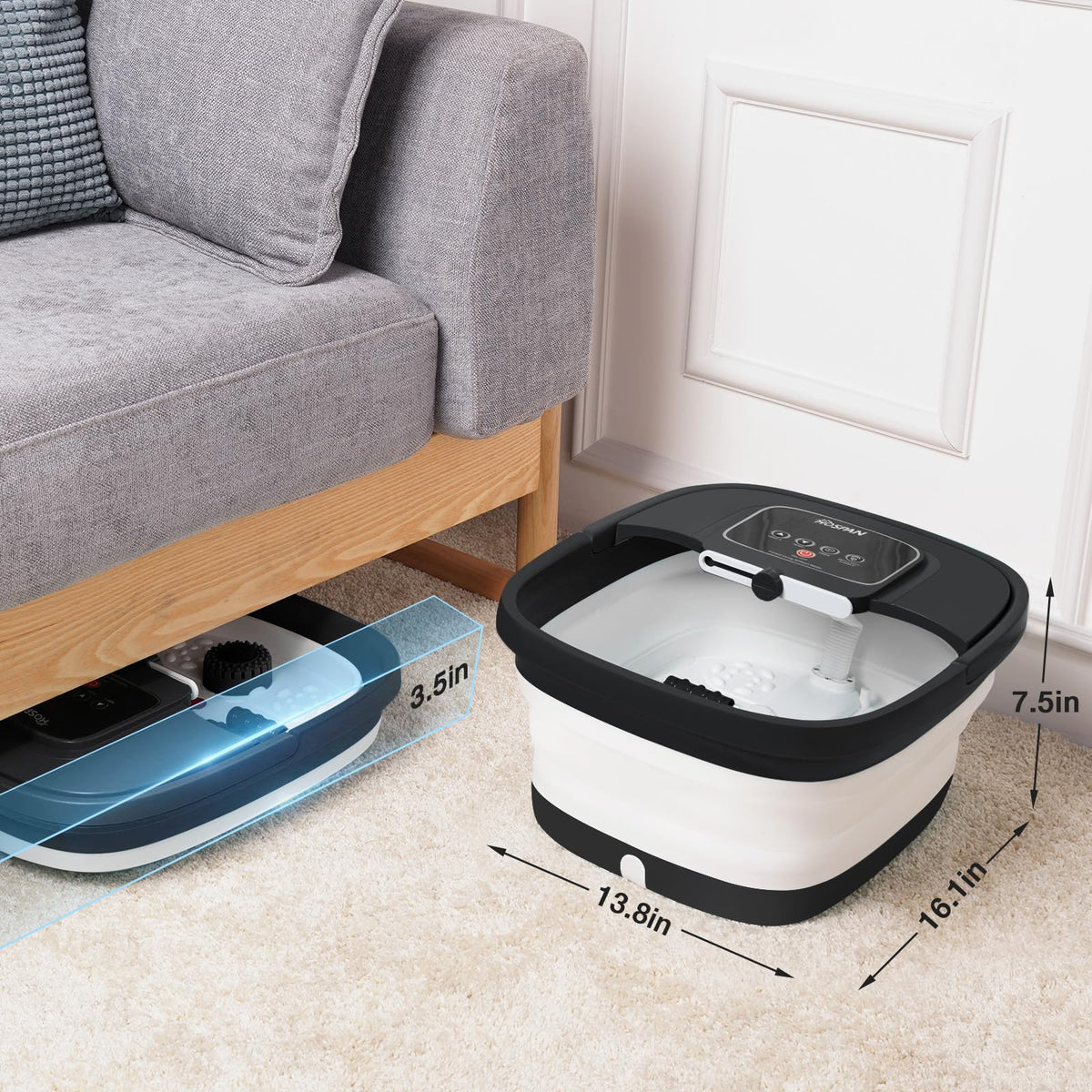 HOSPAN Collapsible Foot Spa, Foot Bath Massager with Heat, Bubble & Massage