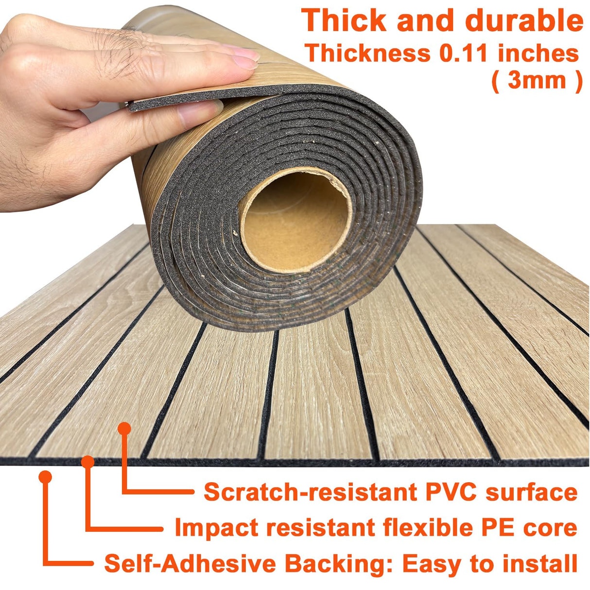 YU LI 3DH Peel and Stick PVC Slat Wall Panel 118"x15.75" Self-Adhesive Thick Faux Oak Wood Grain Wallpaper Panel 3D Soundproof Wall Panels for Walls & Ceilings
