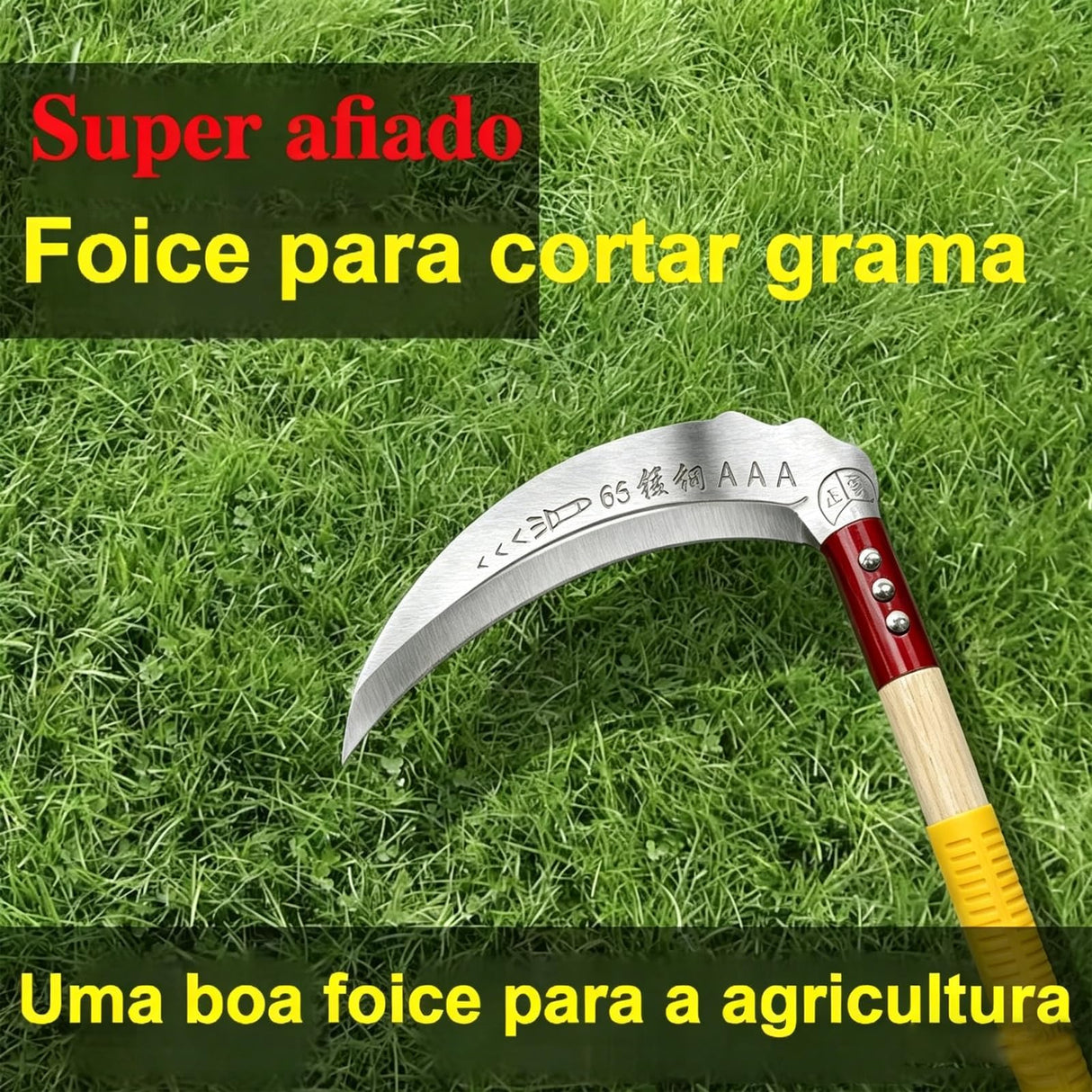 Xuhongxing Steel Weeding Sickle,Manganese Steel Blade/Solid Wood Handle Hand held Sickle Tool - Multipurpose Gardening Weeding Grass Sickle and Farming Portable Safety Sickle