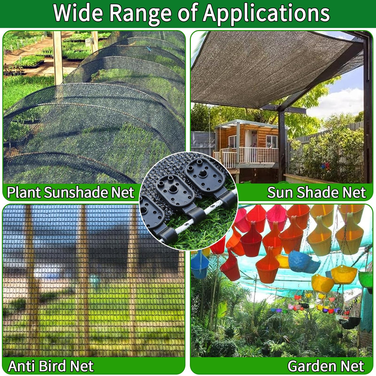 100Pcs Shade Cloth Clips, Black Plastic Heavy Duty Sun Shade Clips for Sun Shade Net, Gardening Shade Cloth, Anti Bird Netting, Removable & Reusable Windproof Awning Clamp (Black-100PCS)