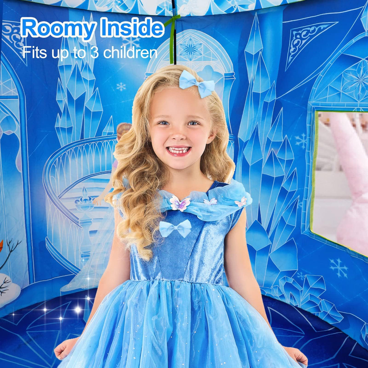 Hamdol Princess Play Tent, Frozen Toy for Girls, Ice Castle Kids Tent Indoor and Outdoor, Large Imaginative Playhouse with Carrying Bag for 1 2 3 4 5 6 7 8 9 Years Old Girls, Christmas & Birthday Gift