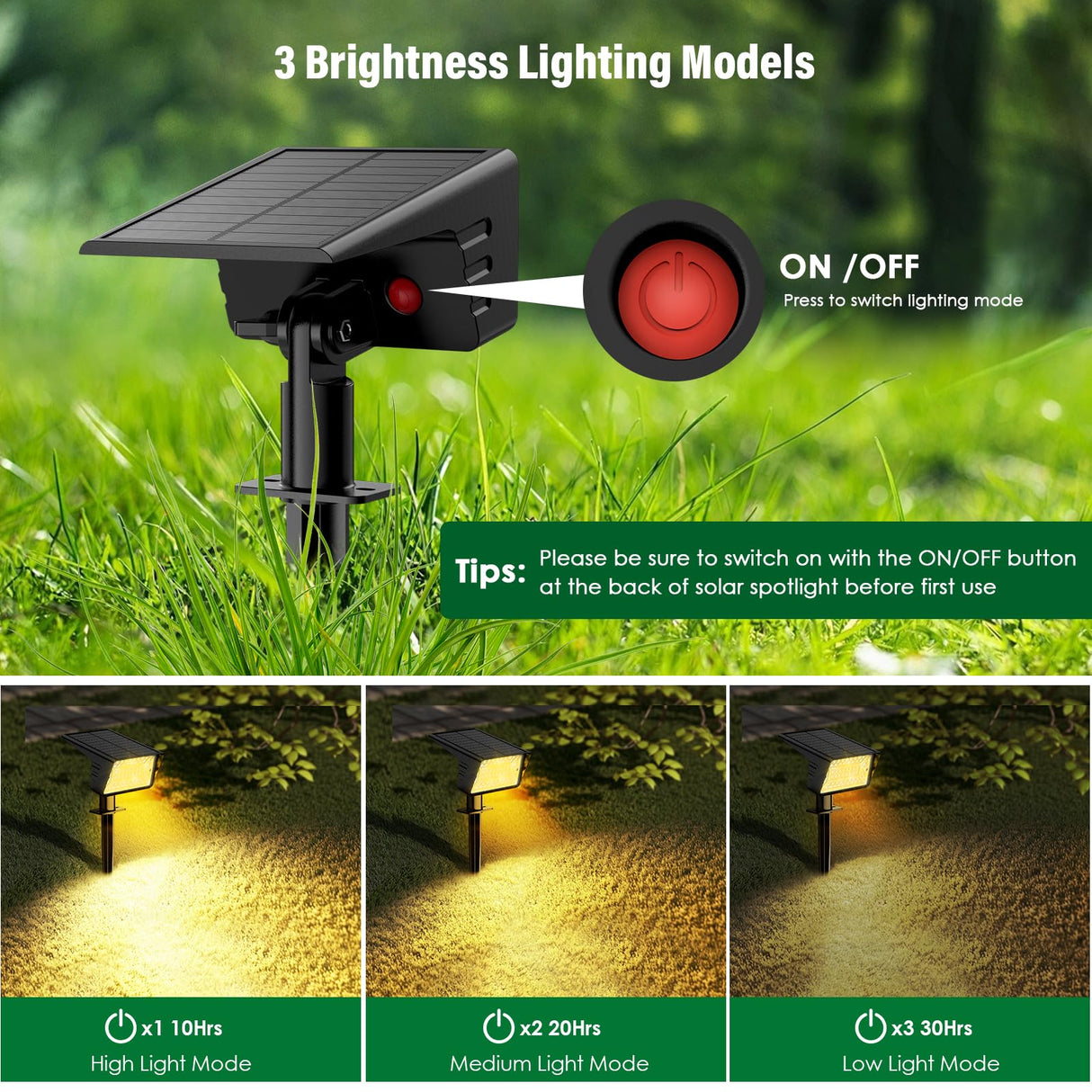 LAMKEEP Solar Spot Lights Outdoor with 60 LED & Auto On/Off, 2 Pack Solar Lights Outdoor Waterproof IP68 with 3 Lighting Modes, 2-in-1 Solars Landscape Light for Outside, Garden, Yard(Warm White)