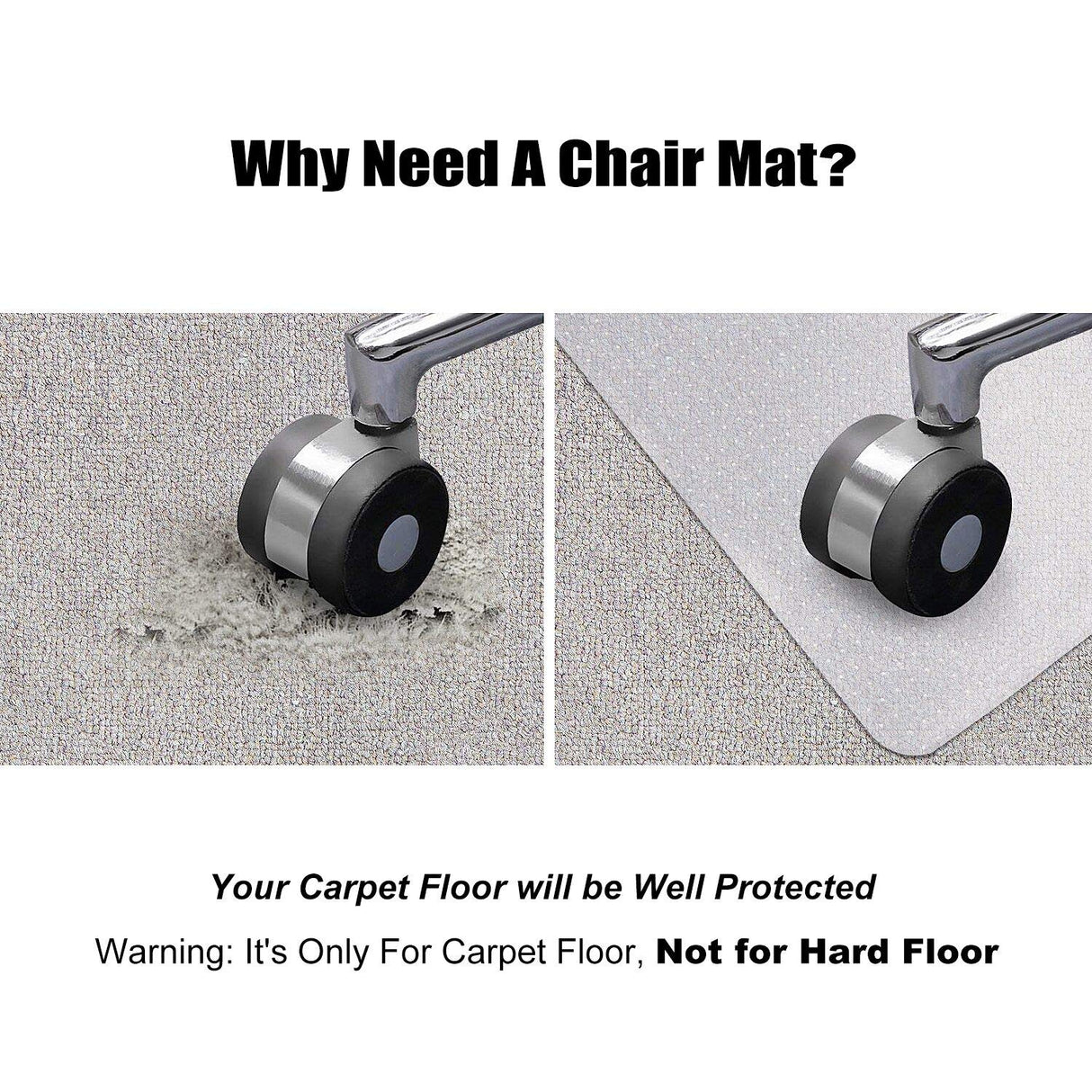 Kuyal Desk Chair Mat for Carpet, 51'' x 63'' Rectangle Transparent Mats for Chairs Good for Desks, Office and Home, Easy Glide, Protects Floors for Low and No Pile Carpeted Floors